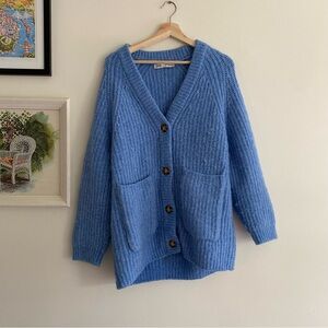 ZARA Light Blue Knitted Cardigan Size M